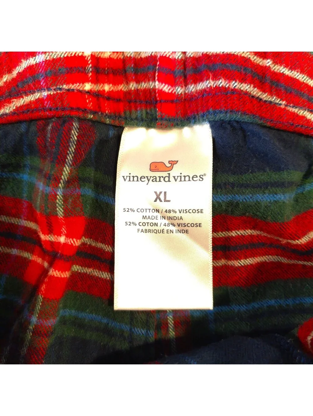 Vineyard Vines Flannel Pajama Pants Red Blue Green Plaid XL Lounge